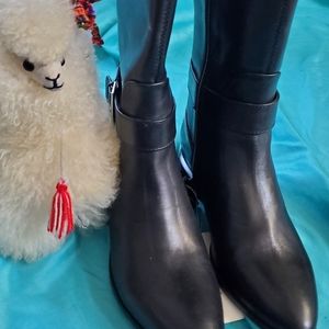 Nine West Black leather Rider boots 6.5M NEW